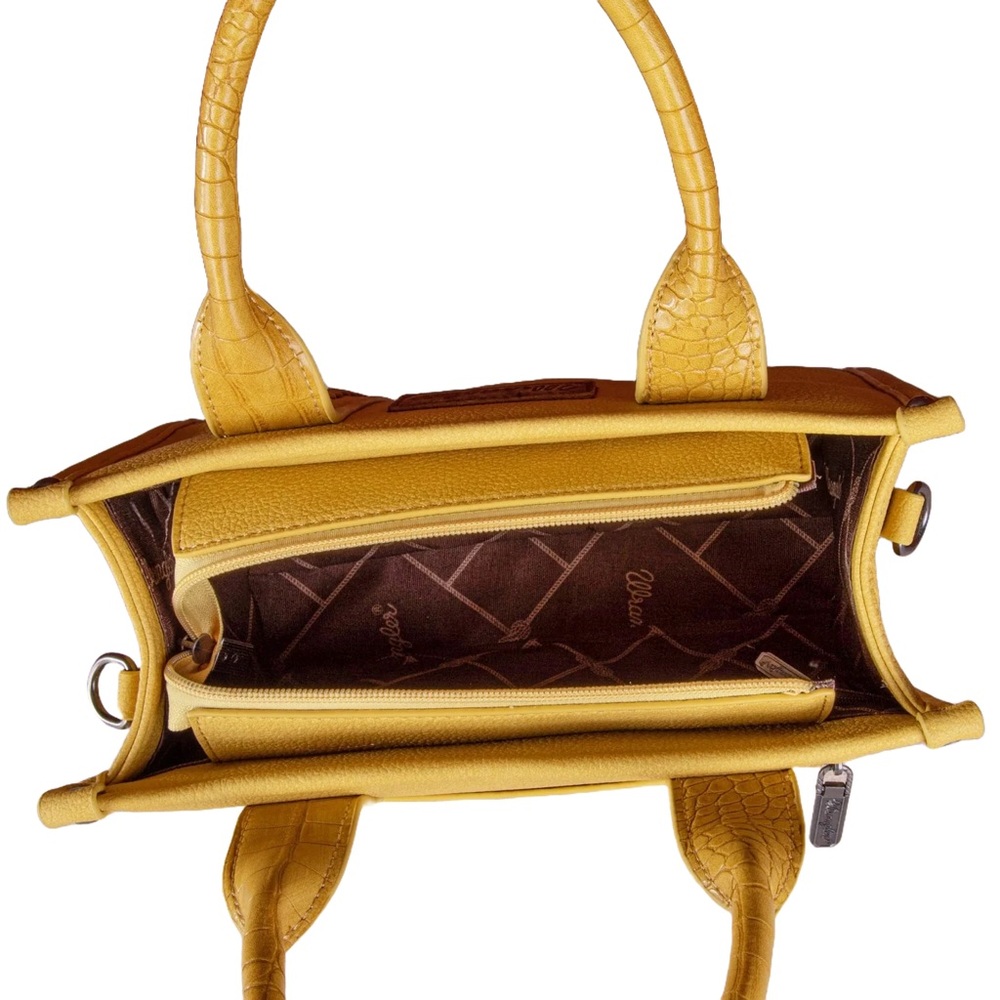 🎈HP🥳🎉 Wrangler Ladies Croc Concealed Carry Mustard Crossbody Tote Bag - Picture 5 of 6